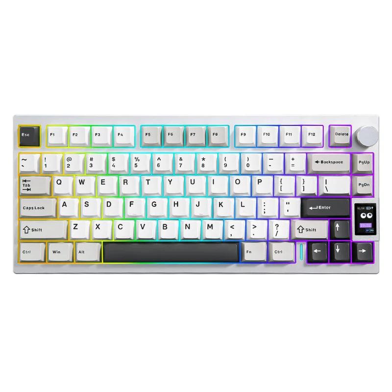 YUNZII AL80 QMK/VIA Aluminum LCD Mechanical Keyboard - Version:AL80 Silver - Switch:Gateron Zero Linear Switch