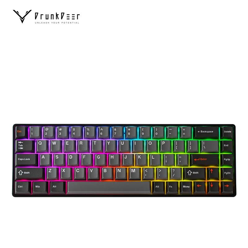 DrunkDeer G65 Wired Magnetic Switch Rapid Trigger 68keys Keyboard - G65 Version:G65 Black - Keycaps:CHERRY-PBT-Black Gray Orange