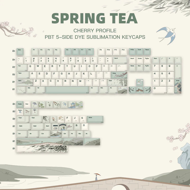 YUNZII Spring Tea Cherry Profile Keycap Set - Version:Keycap Set