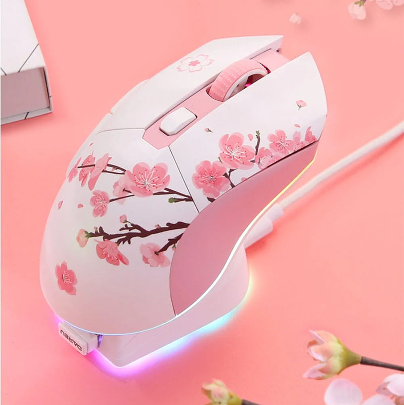 DAREU EM901 Dream Wired 2.4g Mouse - Type:Sakura Pink