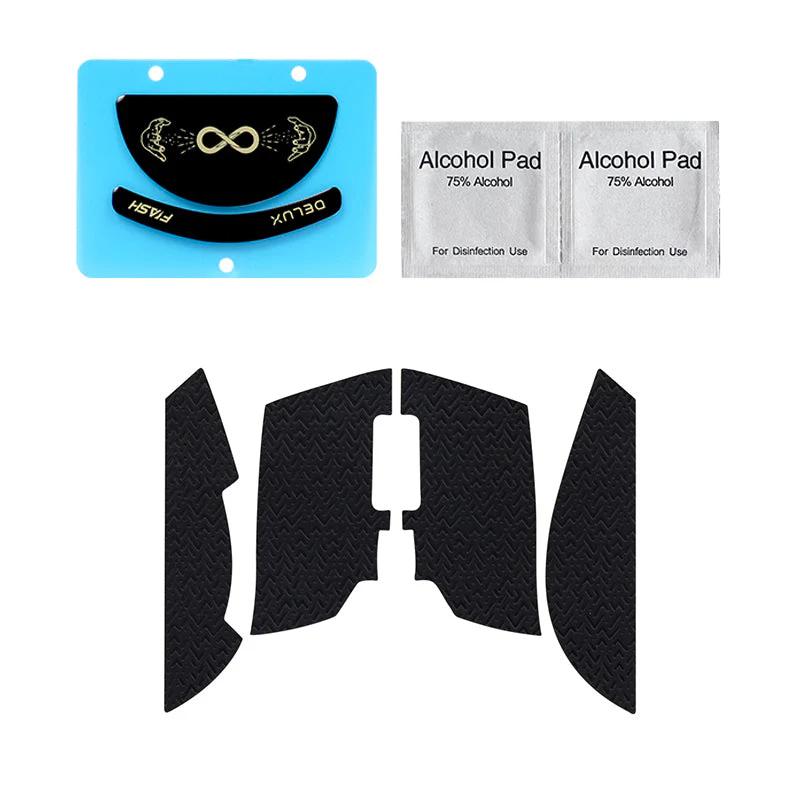 DELUX M800pro Mouse Grip Tape/Mice Feet - Version:Glass Mice Feet+ Black Grip Tape