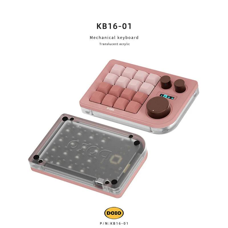DOIO KB16-01 Macro Keyboard - Version:Pink - Gateron Switch:G Yellow Pro