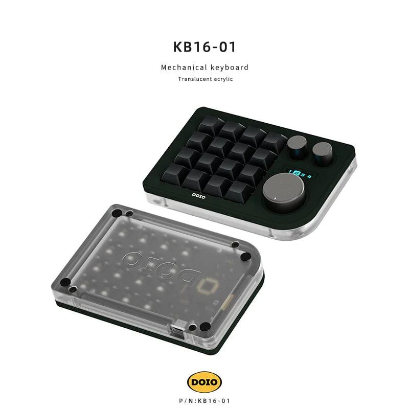 DOIO KB16-01 Macro Keyboard - Version:Dark Green - Gateron Switch:G Yellow Pro