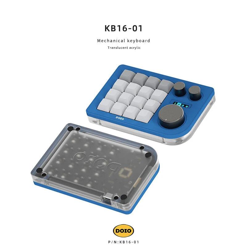 DOIO KB16-01 Macro Keyboard - Version:Sky Blue - Gateron Switch:G Yellow Pro