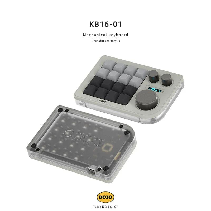 DOIO KB16-01 Macro Keyboard - Version:Light Grey - Gateron Switch:G Yellow Pro