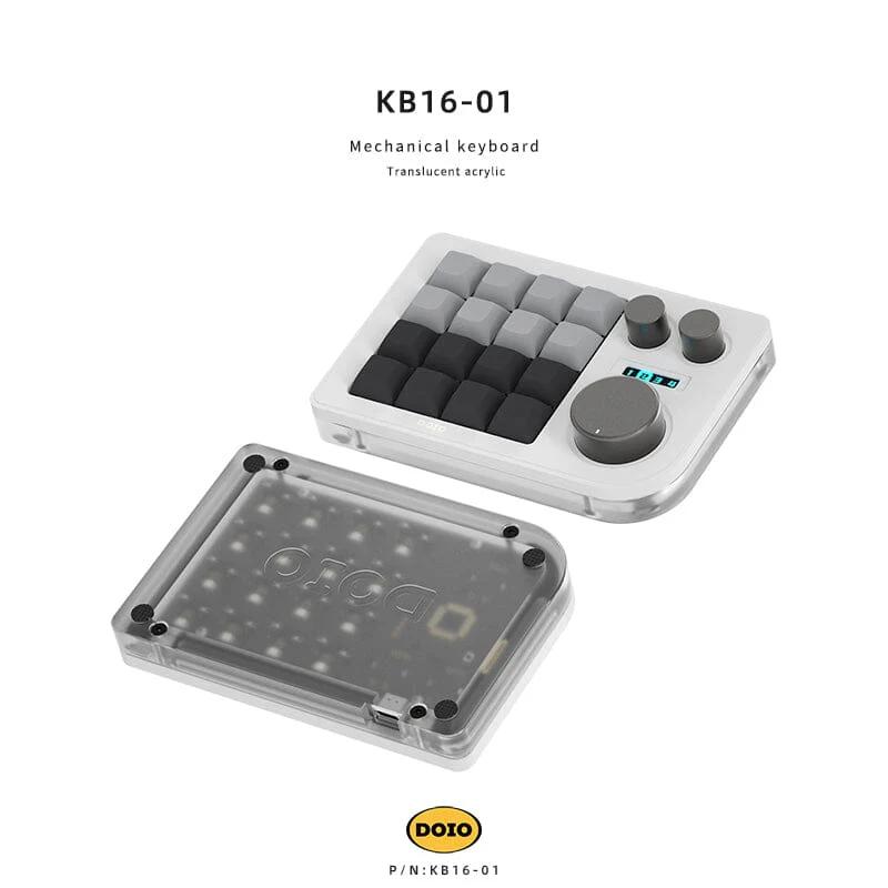 DOIO KB16-01 Macro Keyboard - Version:White - Gateron Switch:G Yellow Pro