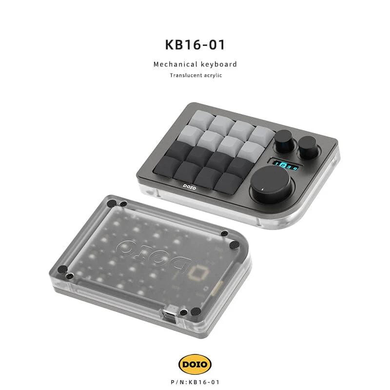 DOIO KB16-01 Macro Keyboard - Version:Dark Grey - Gateron Switch:G Yellow Pro