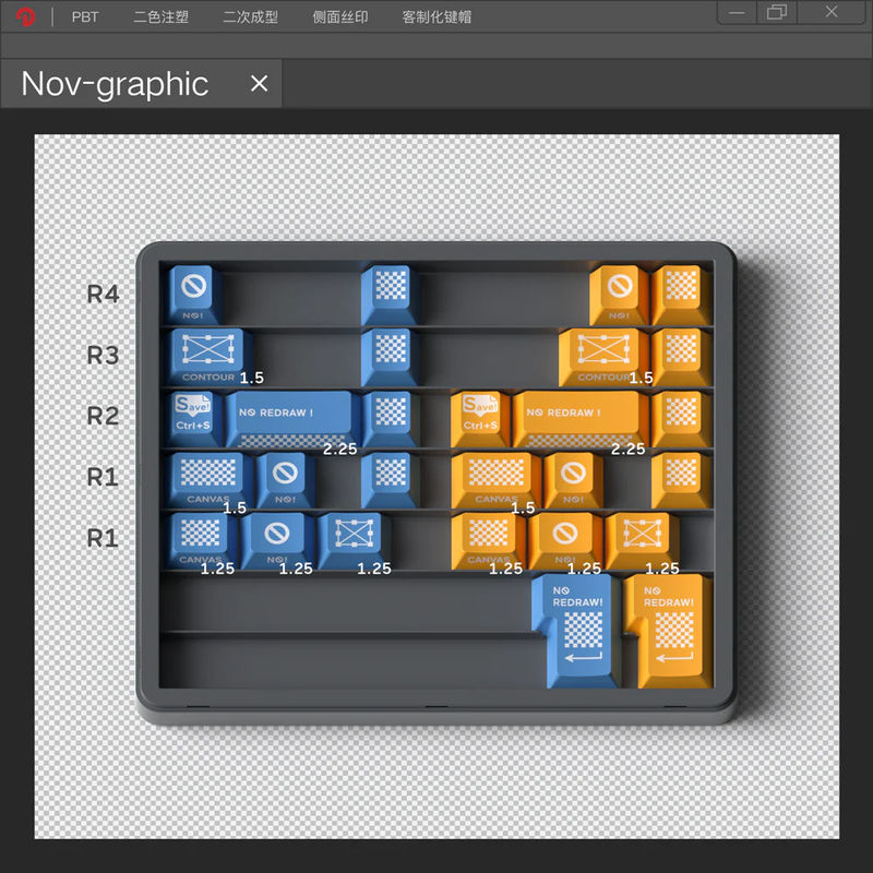 DOMIKEY Productivity Cherry Profile PBT Keycaps - Version:Nov Graphic