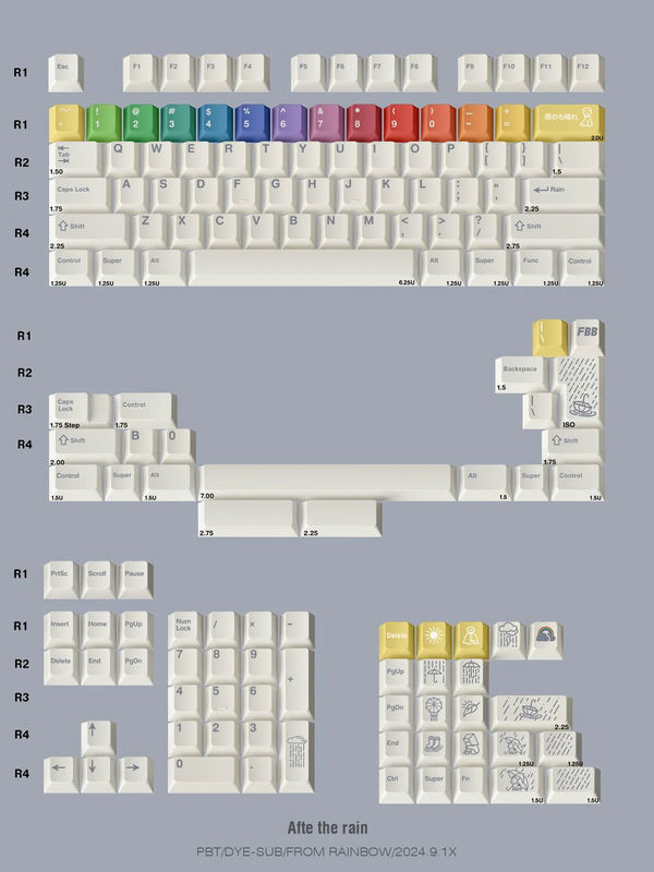 FBB After The Rain PBT Cherry Profile Keycaps Set - Version:After The Rain R2