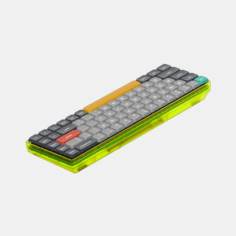NuPhy TES68 Wireless Mechanical Keyboard - Color:Fluorescent Yellow - CIY Evo-Red Switches:Not Included - COAST Keycaps:Included (Twilight +$19)